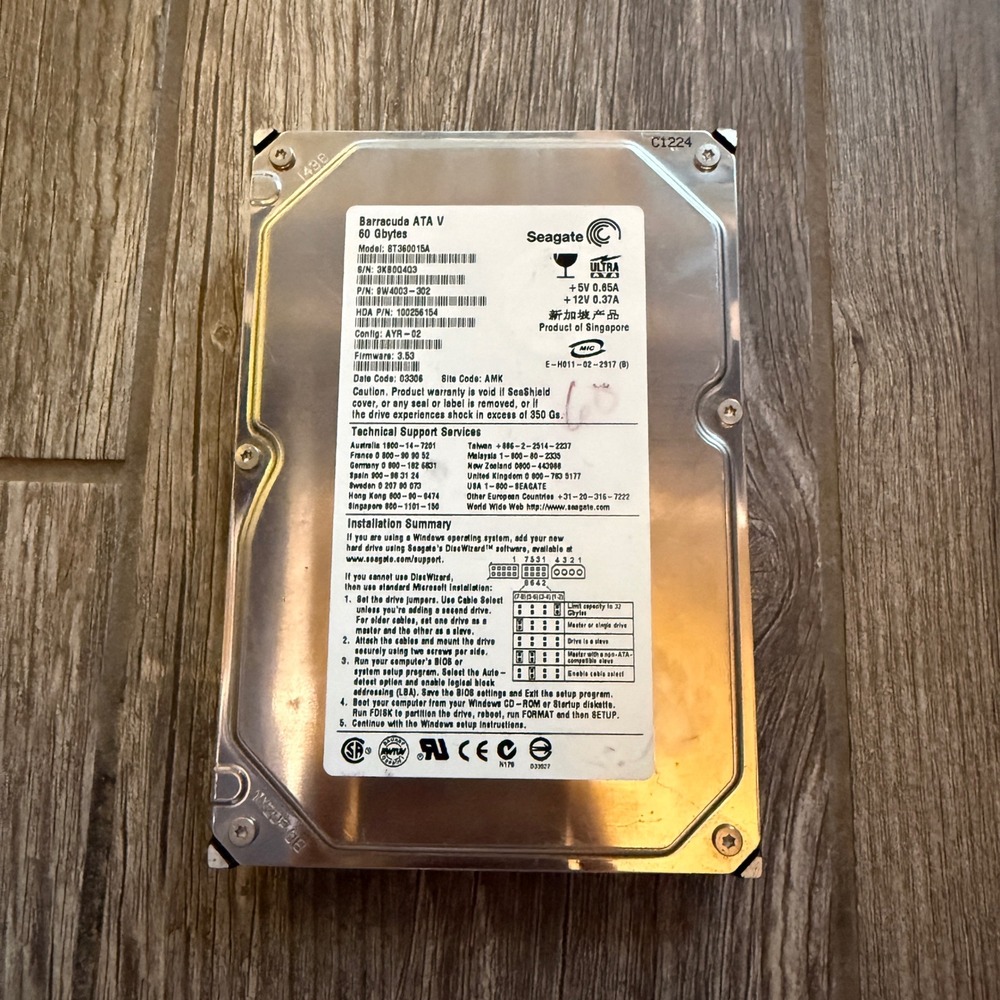 Seagate Barracuda ATA V‎ Hard Drive 60GB 35 Inch IDE Internal Not Tested